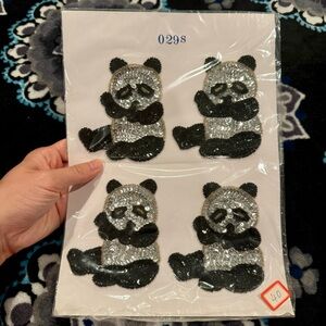 Vintage Sequin Panda Patches